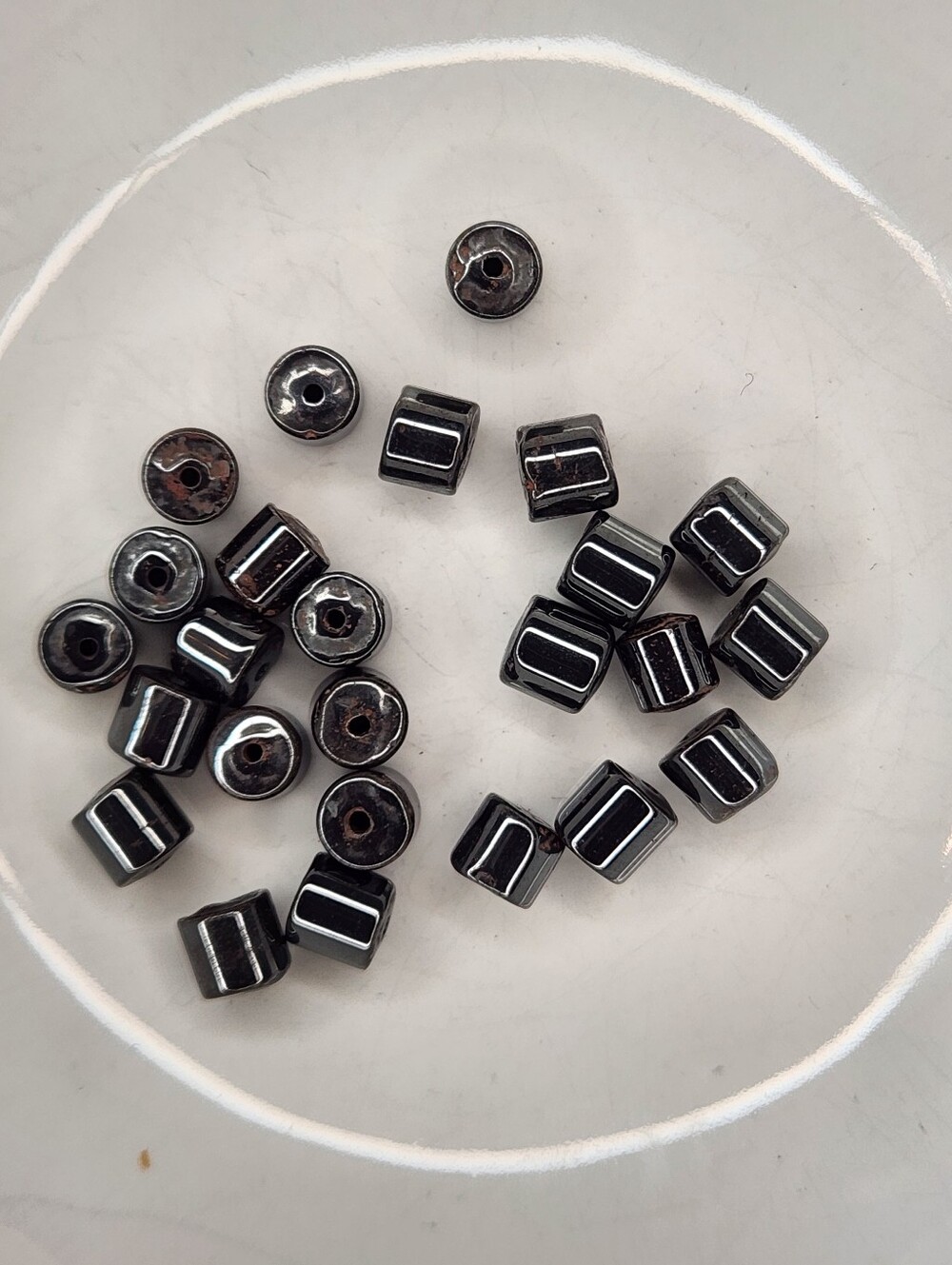 Hematite 6mm Drum Beads Black 25 Count